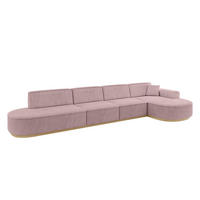 ECKSOFA Ottomane Rechts MARI-L3-v2 - 413x171x83 cm Rosa Cord - Rosa, Holzwerkstoff/Textil (171/413cm) - ALTDECOR