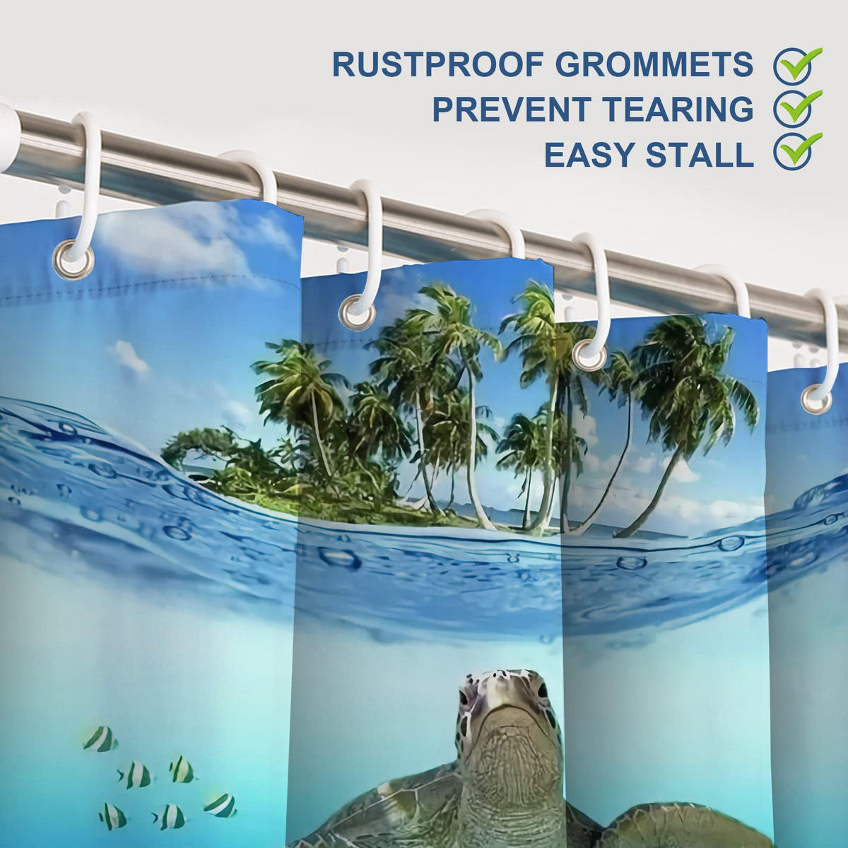 DUSCHVORHANG Schildkröte Muster 100% Polyester für Badewanne und Badezimmer waschbar schimmelresistent antibakteriell - Multicolor, Textil (180/180cm) - MCBOSON
