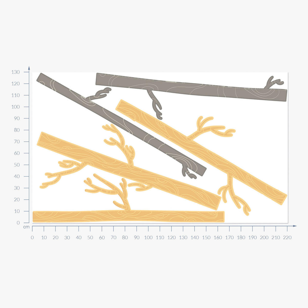 WANDAUFKLEBER 130x220cm - Zierbäume - Multicolor, Kunststoff (130/220/0.1cm) - Wallfluent