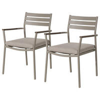 GARTENSTUHL - 2er-Set - Aluminium / Polyester - Grau - Grau, Holzwerkstoff/Textil (58/82/60cm) - home24
