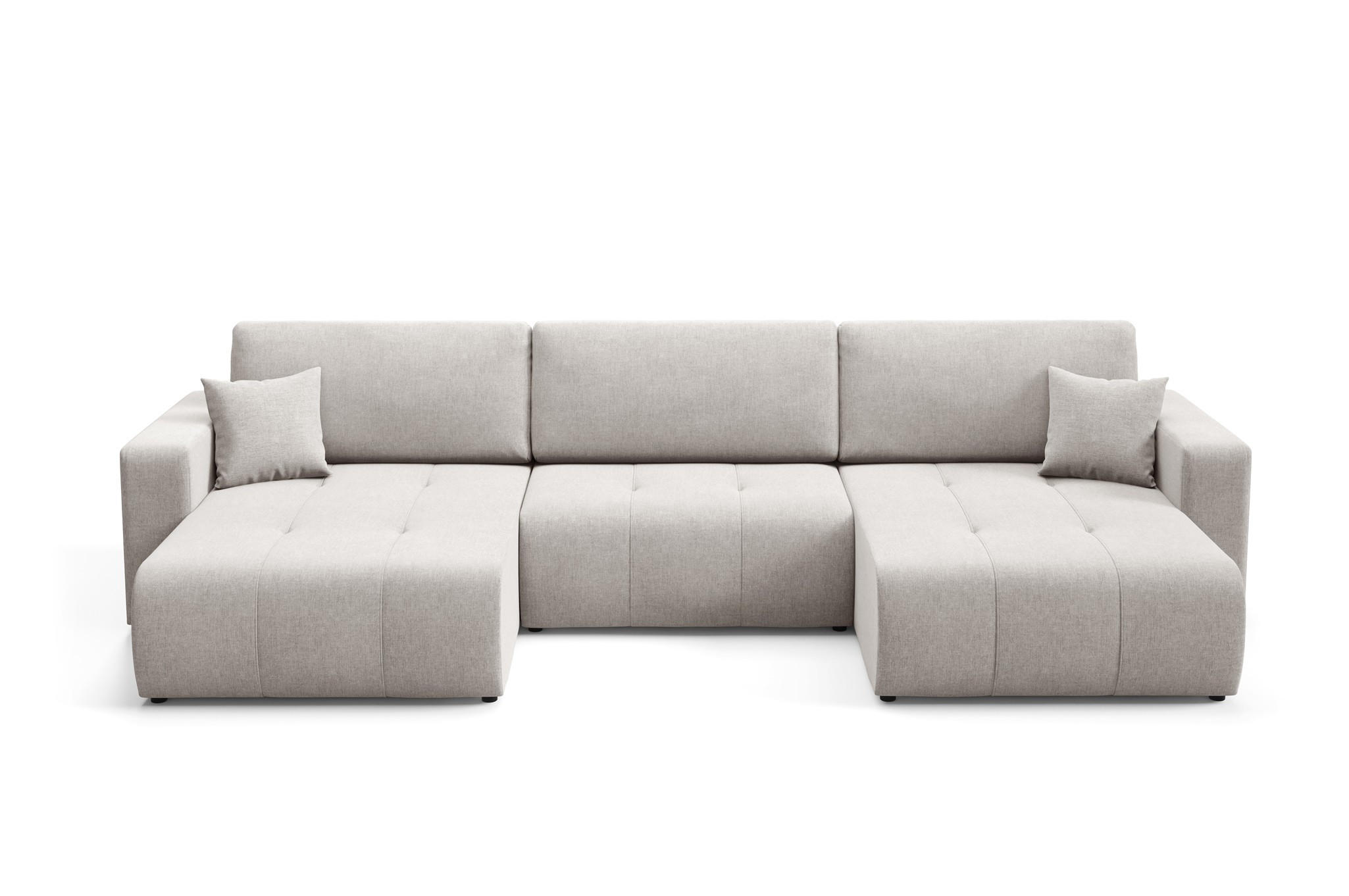 WOHNLANDSCHAFT Augusto - Hellgrau, Holzwerkstoff/Textil (344/82/149cm) - Fun Möbel