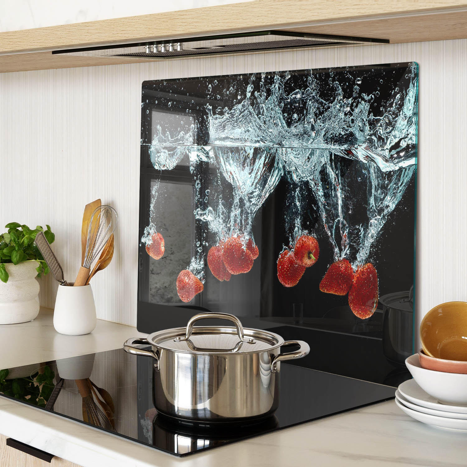 GLASPLATTE 60x52 cm Erdbeerwasser - Rot, Glas (60/0.4/52cm) - TULUP