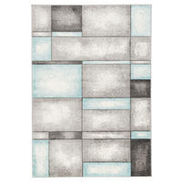 DESIGNER TEPPICH PASTELL IVY GRAU TÜRKIS KARO - Türkis/Grau, Textil (160/230cm) - Pergamon