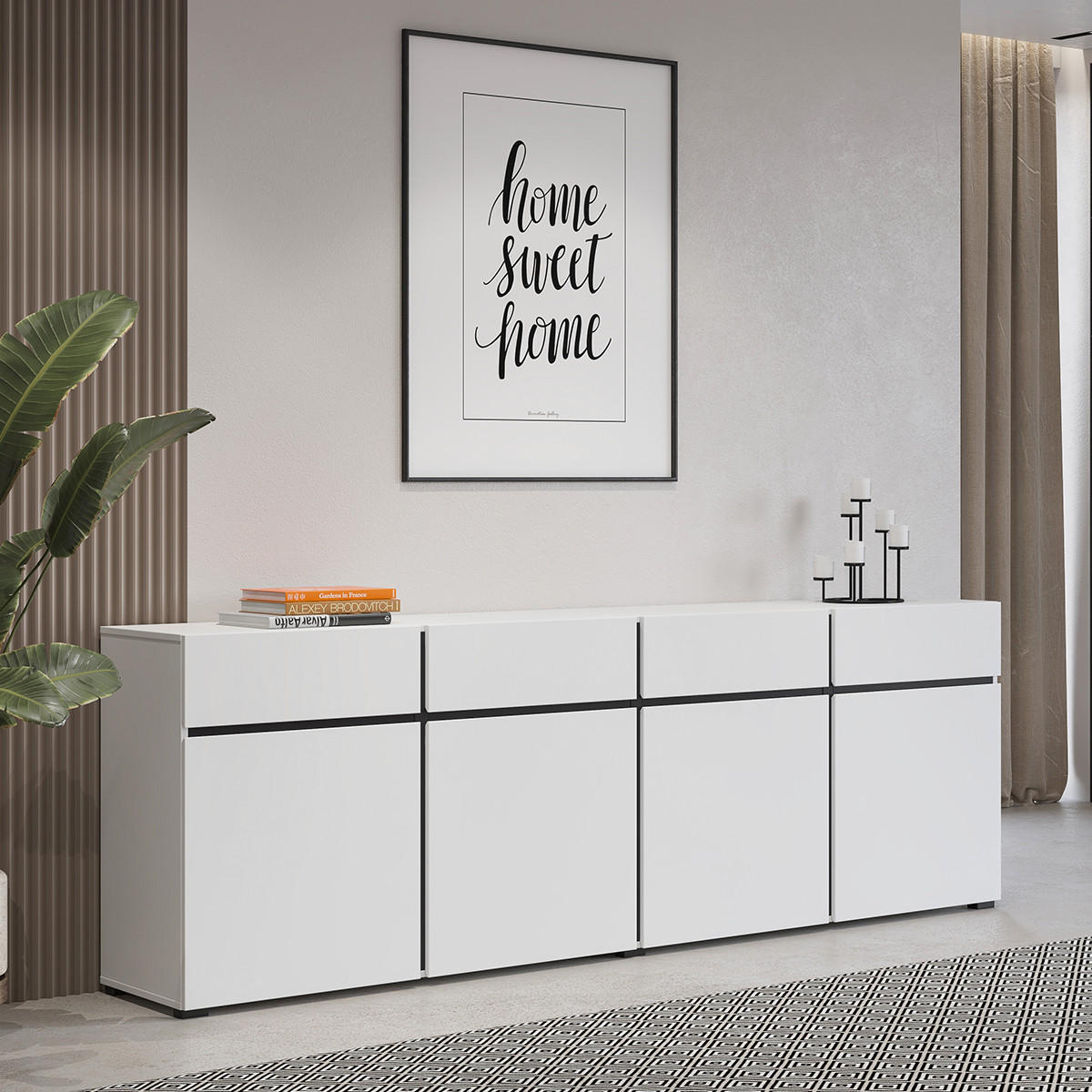 KOMODA Lilia Biela - biela, kompozitné drevo (225/78.5/40cm) - Petits-meubles