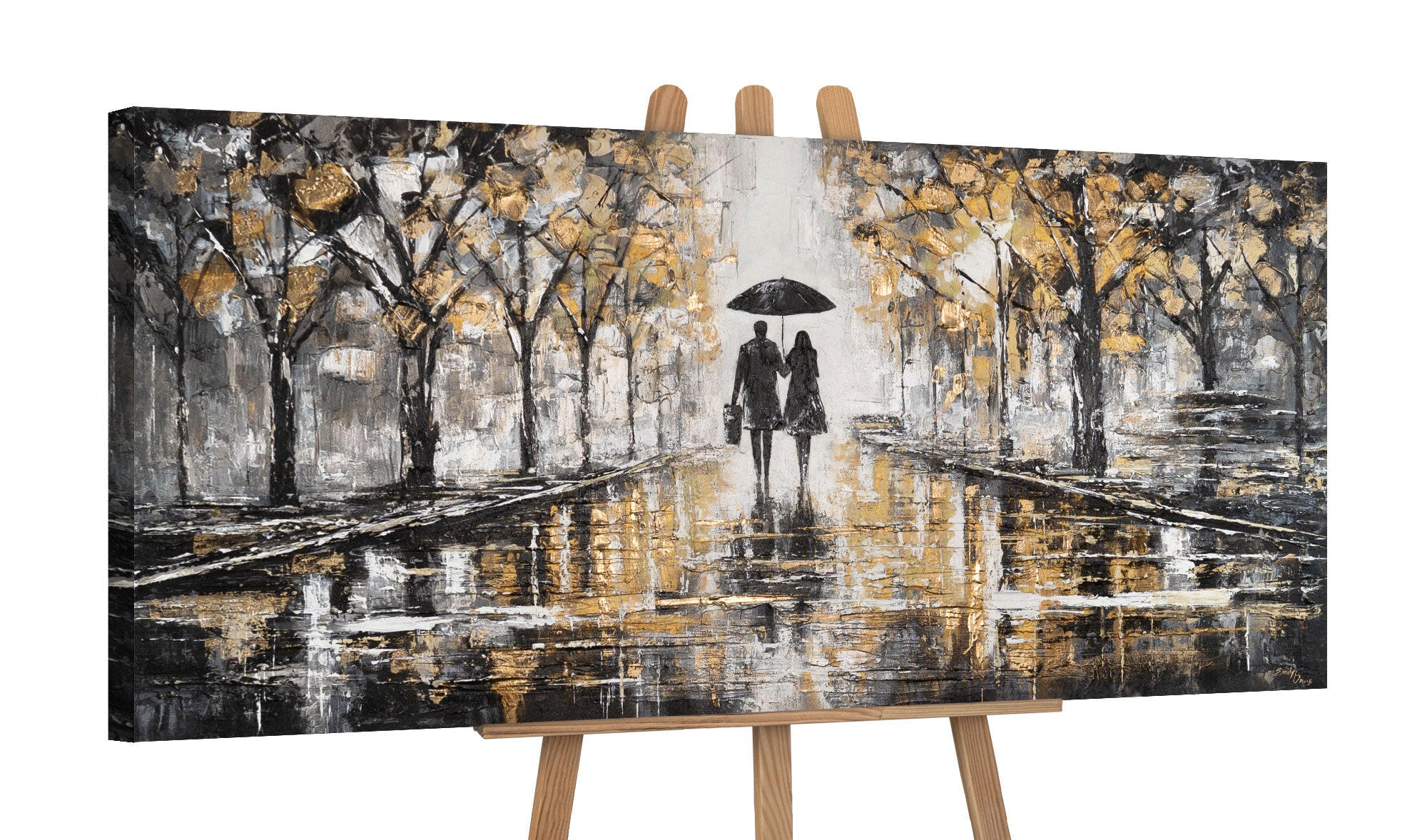 GEMÄLDE Zusammen gehen auf Keilrahmen 115x50 cm - Schwarz, Holz (115/50cm) - YS-art gallery