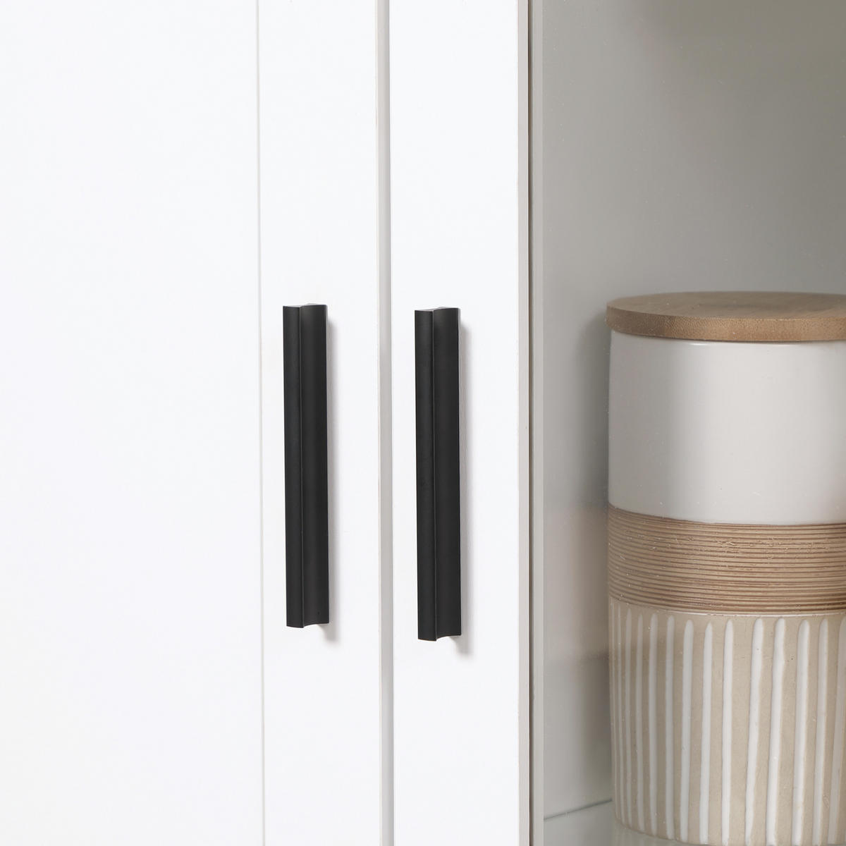 VITRINENSCHRANK DE-11034 7 Böden (3 aus Glas) mit 2 Türen Weiß - Weiß, Holzwerkstoff (36/160/76cm) - ComfortXL