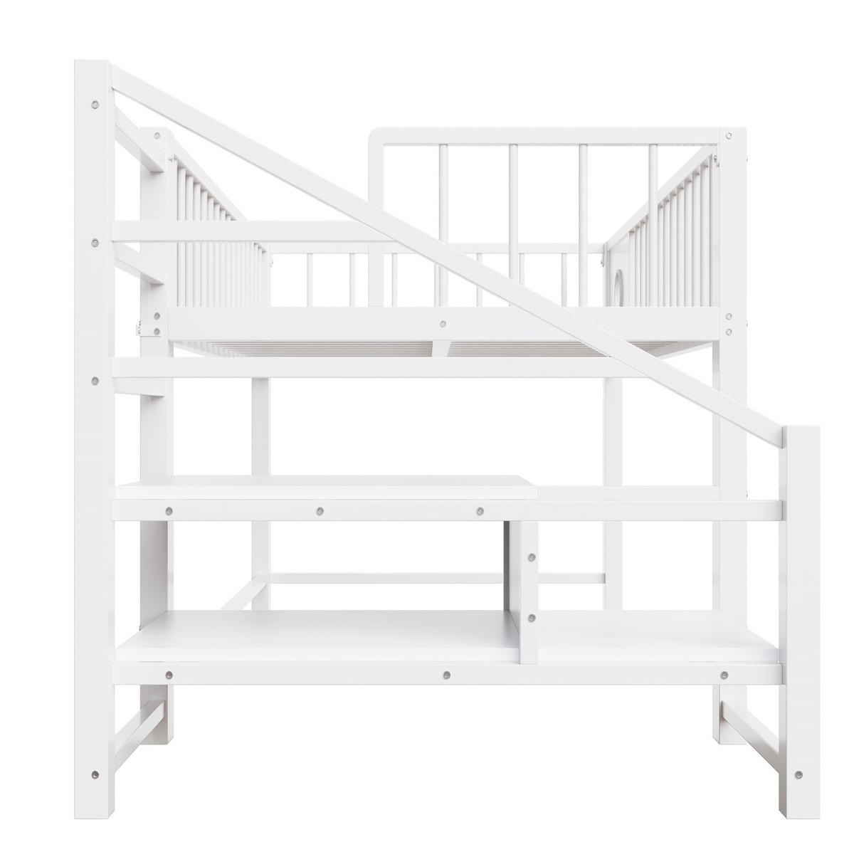 HOCHBETT 90/200 cm aus Metall/MDF mit Stauraumleiter Weiß - Weiß, Metall (90/200cm) - Modenvie