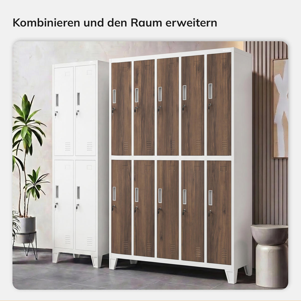 ARBEITSSCHUTZ-KLEIDERSCHRANK BARTEK 172x136x45 cm - Nussbaumfarben/Weiß, Metall (136/172/45cm) - Jan Nowak