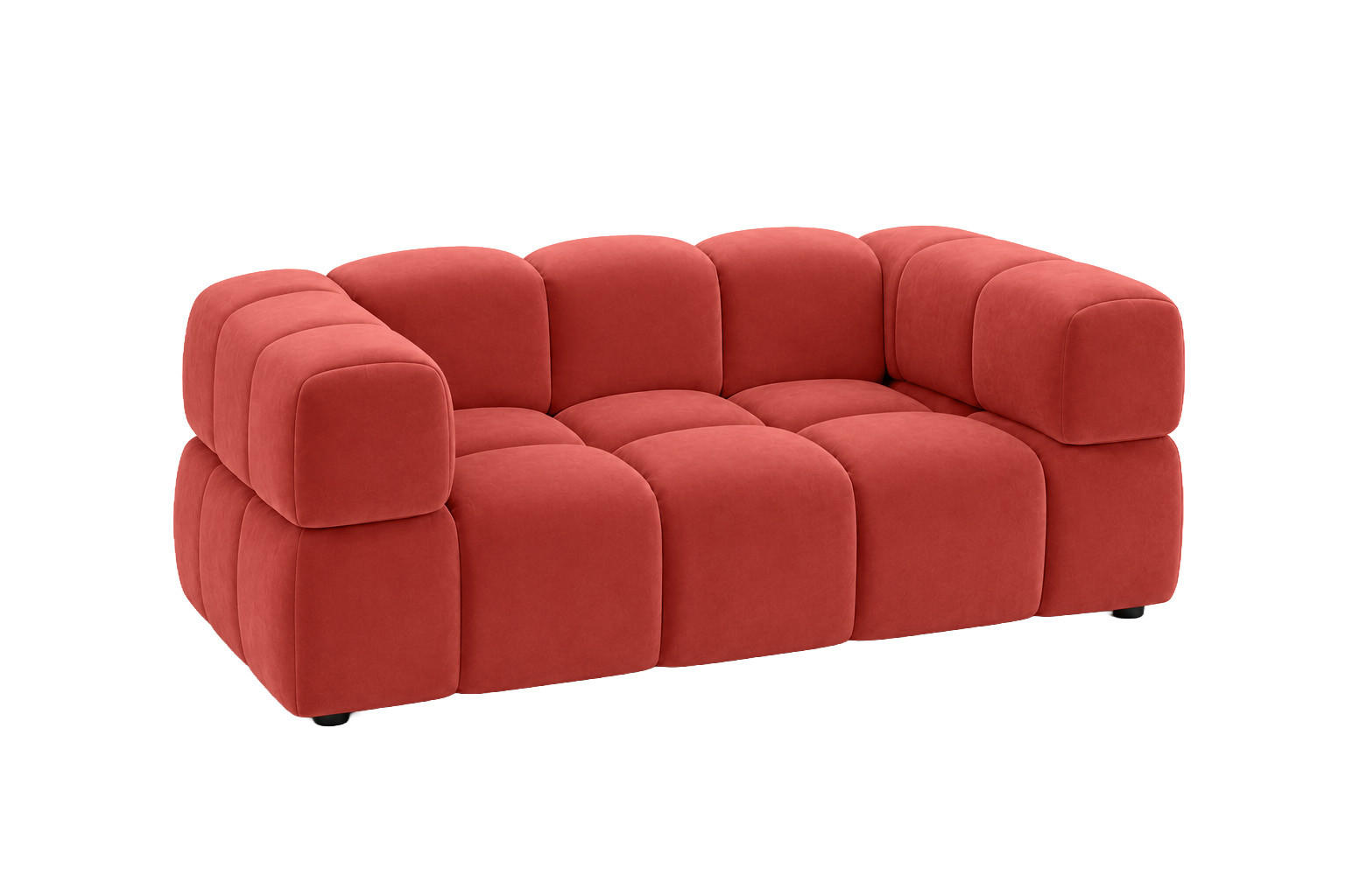 SOFA 2-Sitzer, Couch, Veloursstoff Bluvel, Rotwein, Averro - Weinrot, Holz (200/70/96cm) - Kaiser Möbel