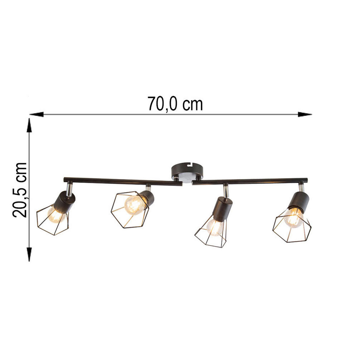 LED DECKENLEUCHTE Metall Geflecht Schwarz - Schwarz, Metall (70/9.2/20cm) - Globo Lighting
