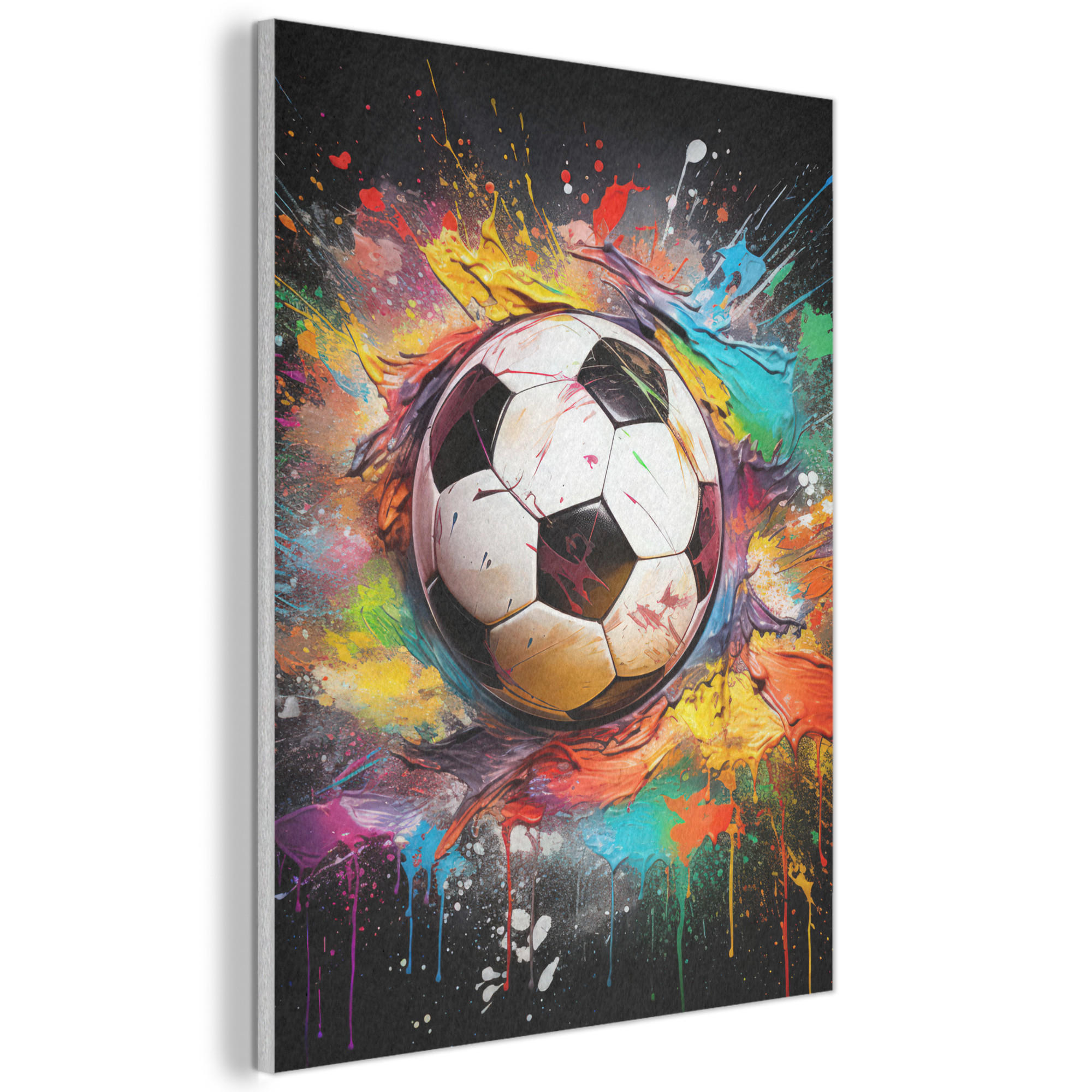 MuchoWow AKUSTICKÝ obraz Fotbal - barva - barvy - černá - bílá 70x100 cm