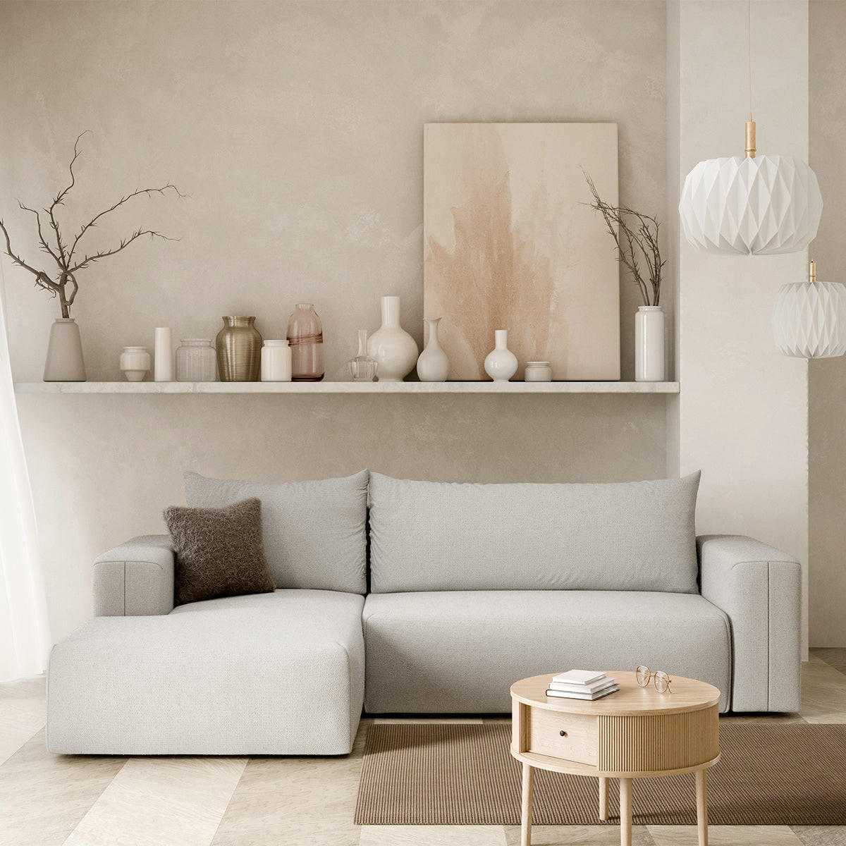 ECKSOFA Bliss 3 Sitzplätze Hellgrau - Grau, Holz (268/163cm) - Petits-meubles