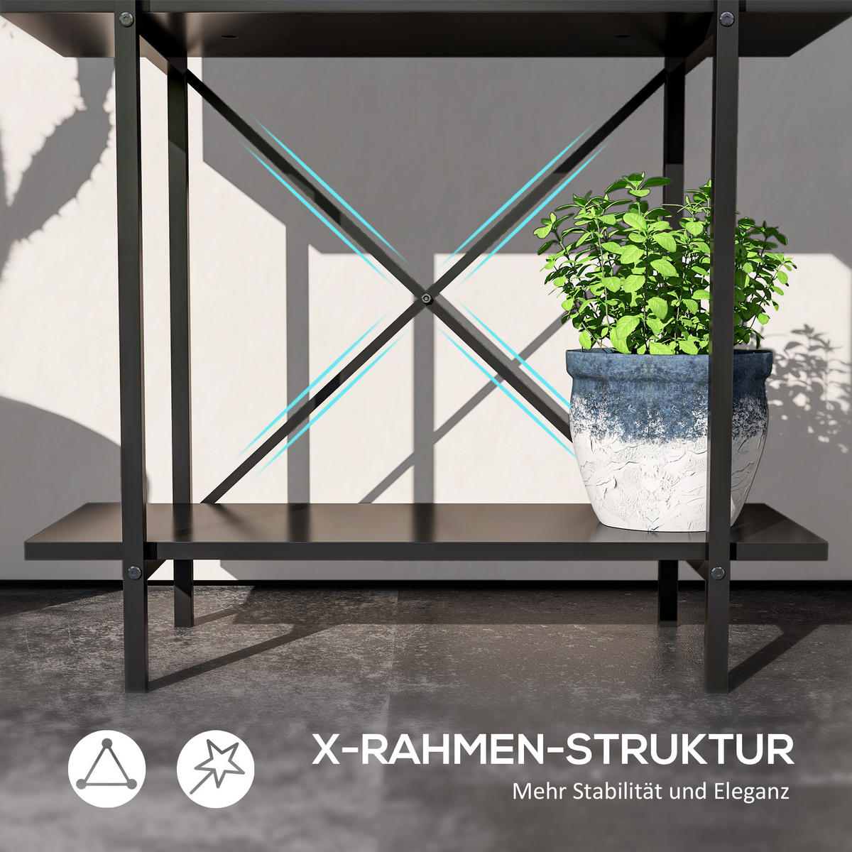 PFLANZENSTÄNDER Metall Schwarz - Schwarz, Metall (25/70/60cm) - Outsunny