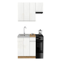 KÜCHENZEILE 170 cm mit Arbeitsplatte - SIMPLY Z13 - in Weiß Hochglanz / Eiche - Weiß Hochglanz, Holz/Holzwerkstoff (170/212/53cm)