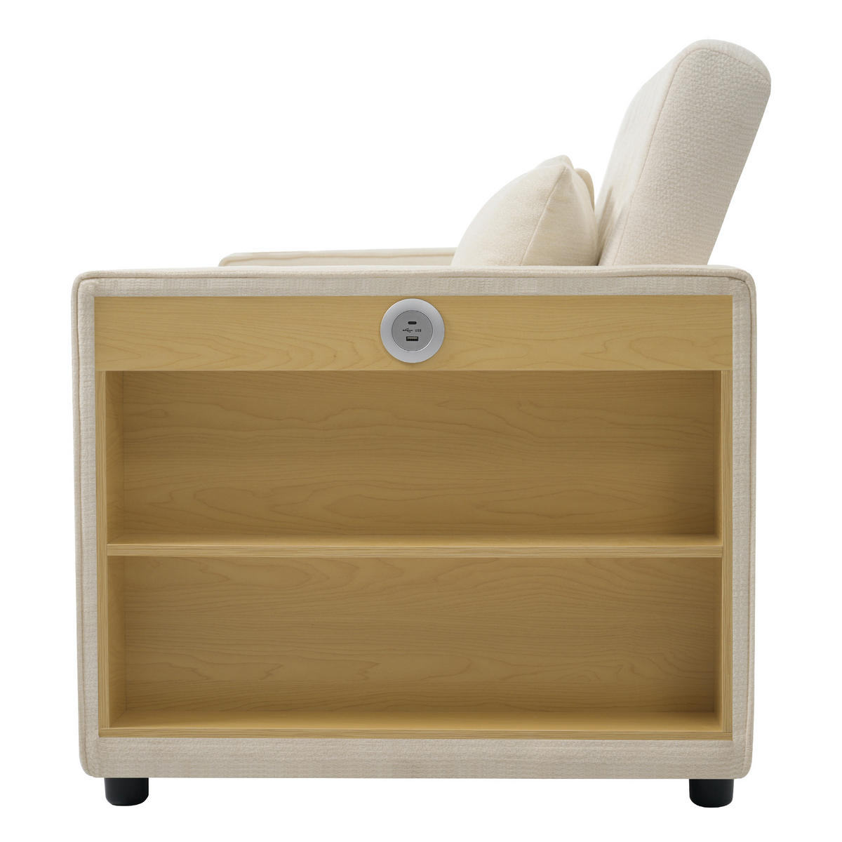 SCHLAFSOFA mit Stauraum, Getränkehalter, USB und Kissen, Beige - Beige, Textil (140/84/137cm)