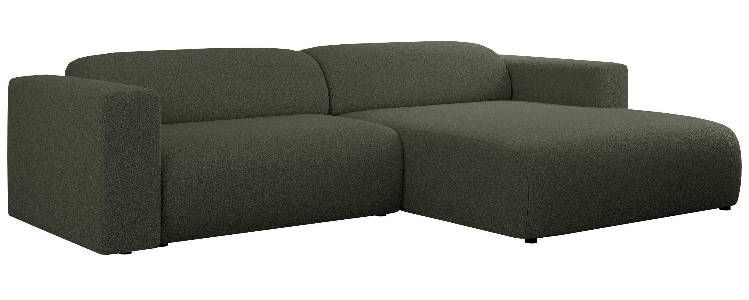 ECKSOFA PASADENA Grün Bouclé - Rechts Seite - Schwarz/Grün, Kunststoff/Textil (180/288cm) - MKS