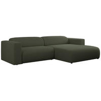 ECKSOFA PASADENA Grün Bouclé - Rechts Seite - Schwarz/Grün, Kunststoff/Textil (180/288cm) - MKS