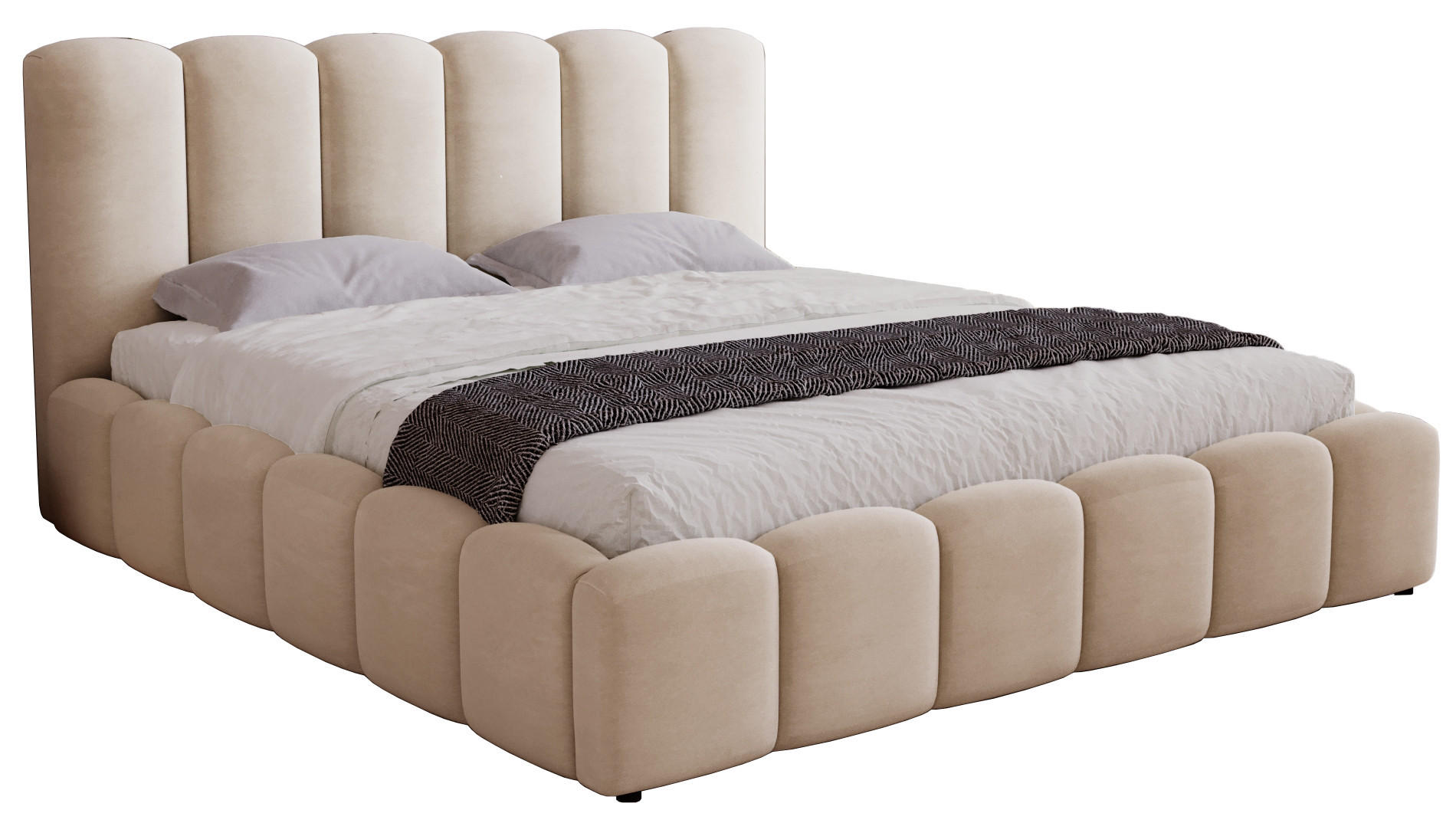 POLSTERBETT 140x200 cm Florent, Bettkasten, Samt, Beige - Beige, Holz/Textil (140/200cm) - Emporius