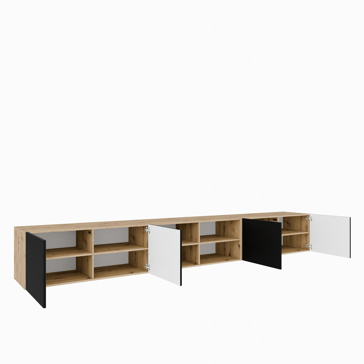 TV-SCHRANK Leo IV 300 cm, viertürig, artisan, schwarz - Schwarz/Eiche Artisan, Kunststoff (300/41/40cm) - Margaret Hadas24