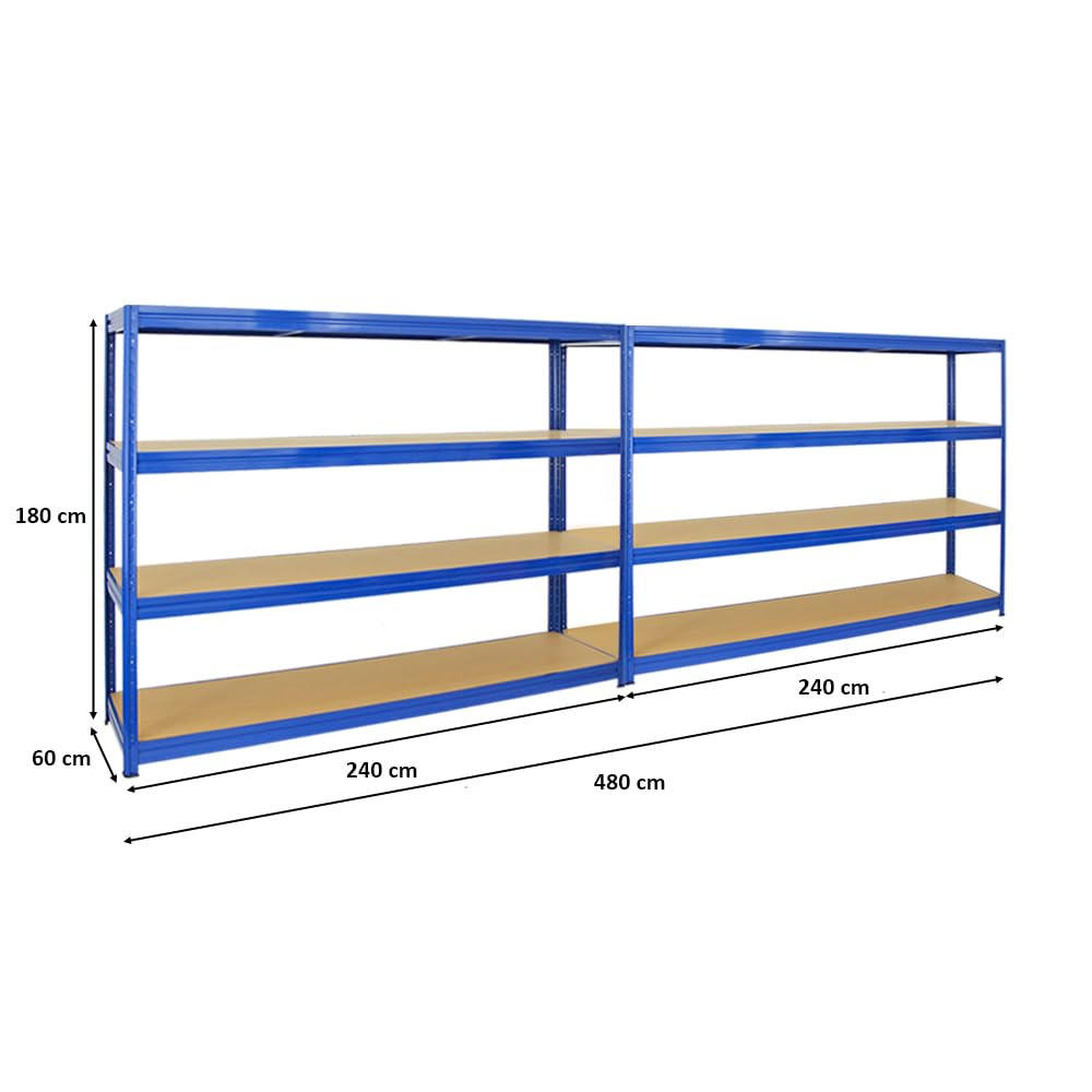 SCHWERLASTREGAL Dino 2er-Set mit 2x 180x240x60 cm Fachlast 450 kg Blau - Blau, Metall (480/180/60cm) - PROREGAL