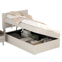 POLSTERBETT 90/200 cm mit Metall-Lattenrost und Stauraum, Beige - Beige, Holzwerkstoff (90/200cm) - Redom