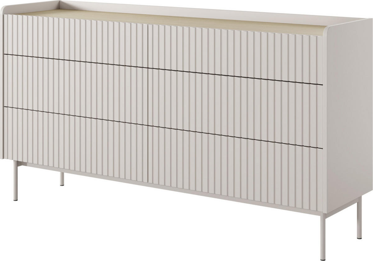 KOMMODE Nolle in Beige & Scandi Eiche 153/82/38 cm - Sandfarben/Beige, Holzwerkstoff/Metall (153/82.2/38cm) - WFL GROUP