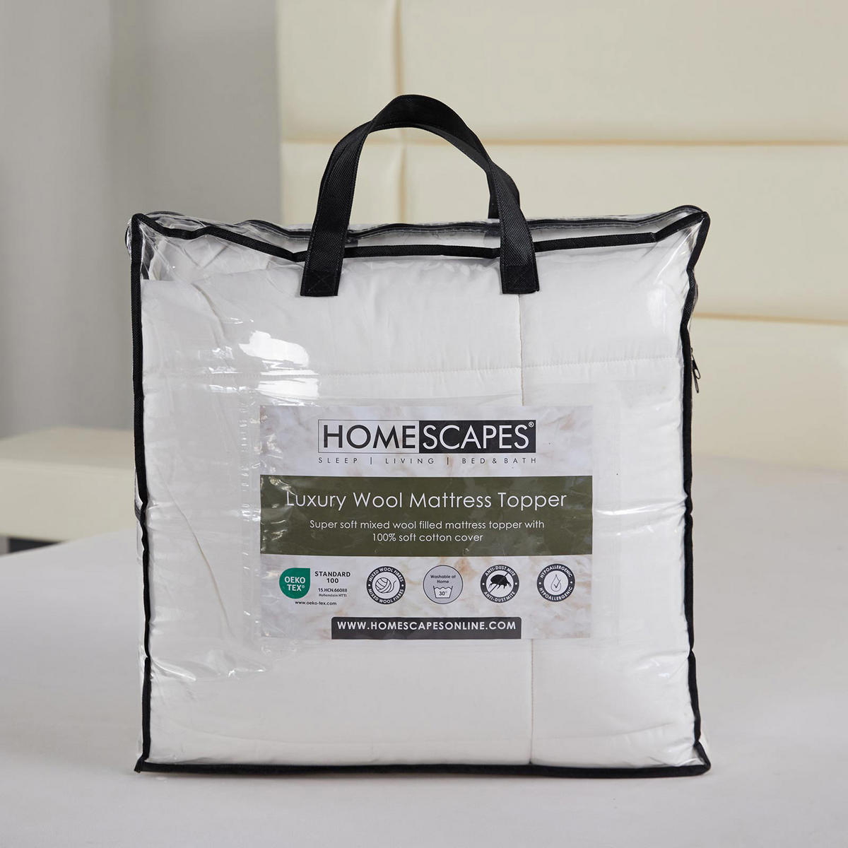 MATRATZENTOPPER 160/200 cm, Schurwolle & Funktionsfaser - Weiß, Textil (160/200cm) - Homescapes