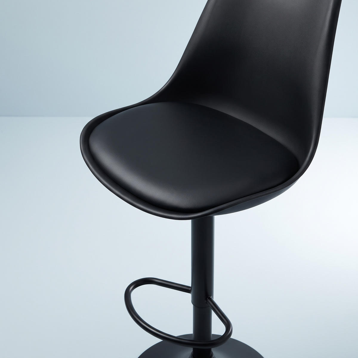 SCAUN Negru bar Set-2 reglabil pe înălțime cu spătar - negru, material plastic/metal (38/103/38cm) - Relaxdays