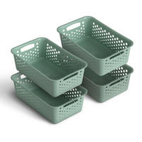 AUFBEWAHRUNGSKORB Grün 25x16x8 cm - 4er Pack - Grün, Kunststoff (16/8/25cm) - ProHome