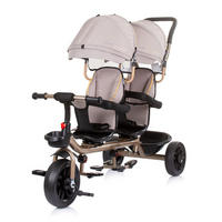 ZWILLINGSDREIRAD Hip Hop beige zwei Kinder, bis 40 kg, Sitze 360° drehbar - Beige, Metall (131/49/95cm) - Chipolino
