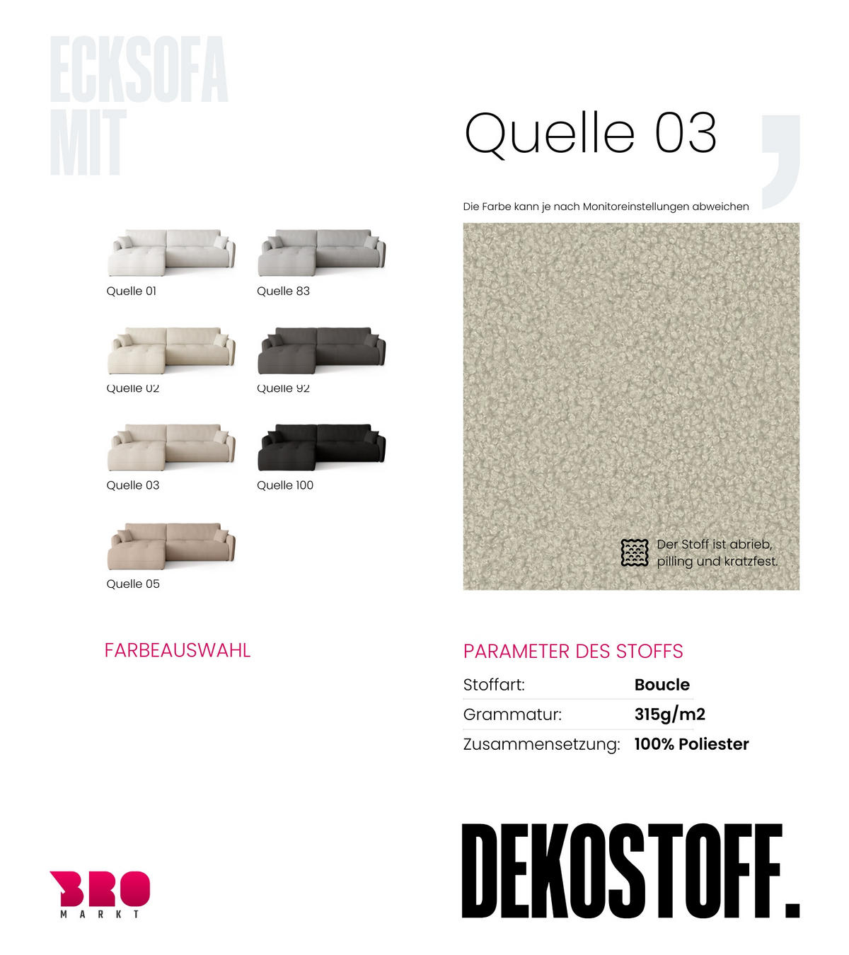 ECKSOFA CLAUDIO mit Schlaffunktion Ecru - Ecru, Textil (263/150cm) - Bromarkt