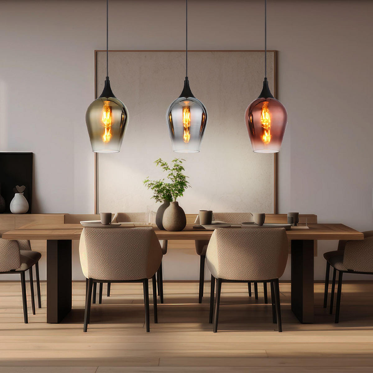 HÄNGELEUCHTE Metall Bunt 3-Flammig - Multicolor, Glas (83/18/120cm) - Globo Lighting