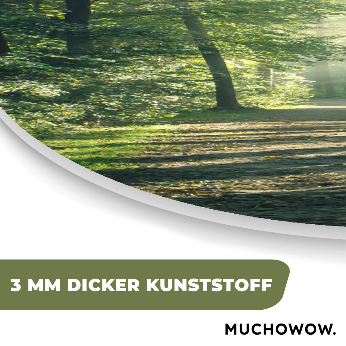 WANDBILD Wald - Weg - Sonne - Bäume - Grün - Natur 80x120 cm - Waldgrün, Kunststoff (80/120cm) - MuchoWow