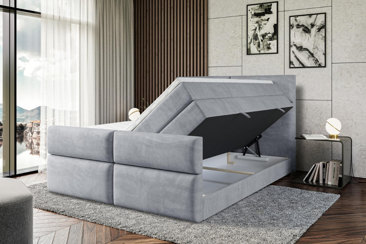 BOXSPRINGBETT BOXI3-Z KING - 200x200 - H3/H4 - Grau - Grau, Holzwerkstoff (200/200cm) - ALTDECOR