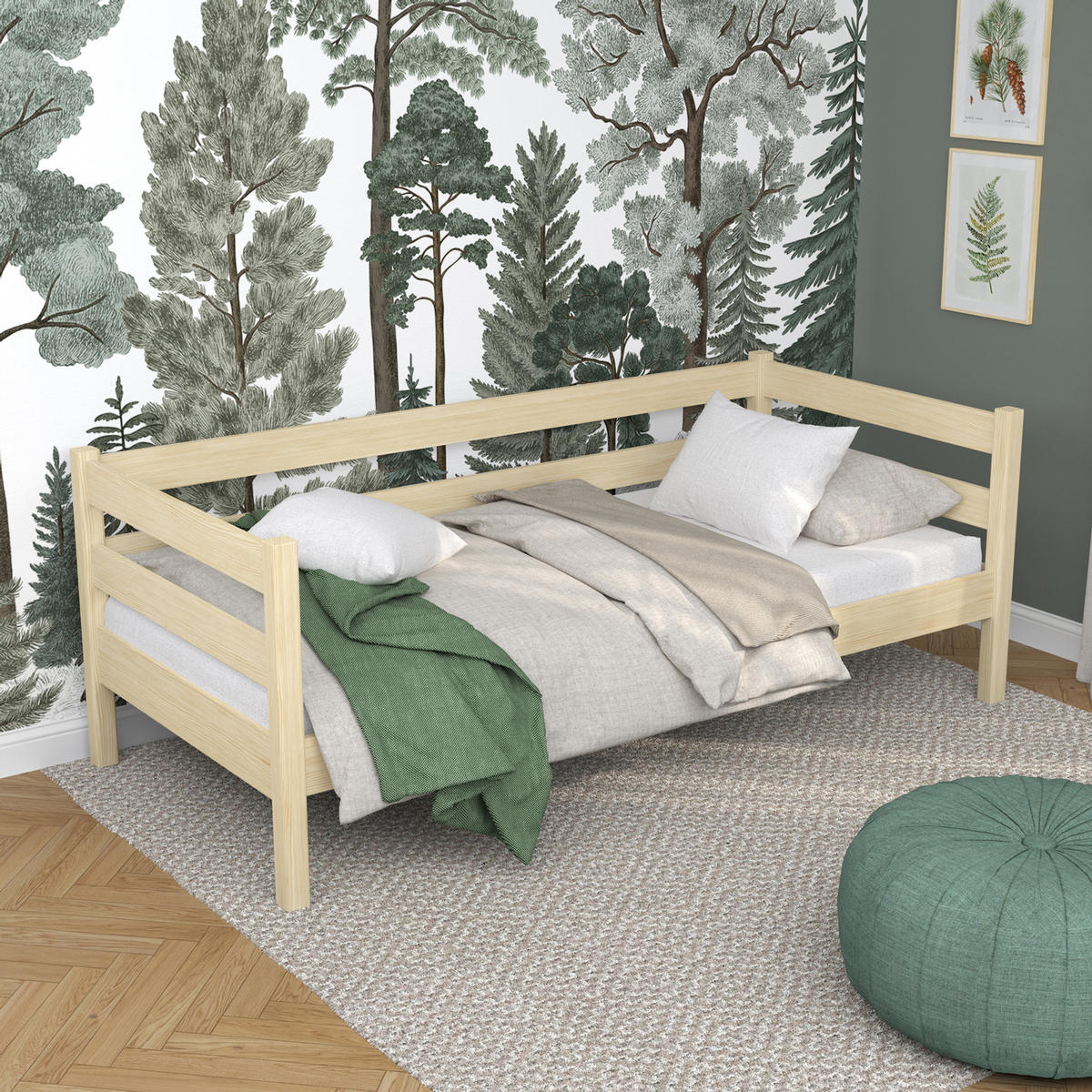 TAGESBETT Klare Kiefer 100/180 - Braun, Naturmaterialien/Holz (100/180cm) - N-Wood