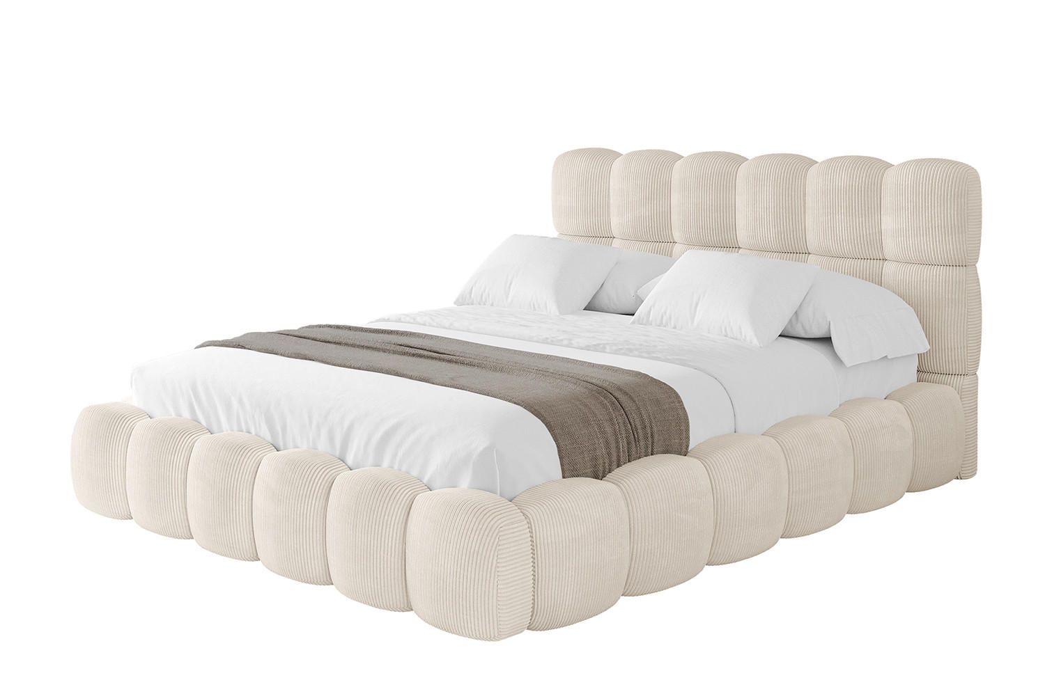 POLSTERBETT mit Bettkasten und Lattenrost, Boxbett ohne Matratze - LEYA 160x200 Beige - Creme, Holzwerkstoff/Textil (160/200cm) - ALTDECOR