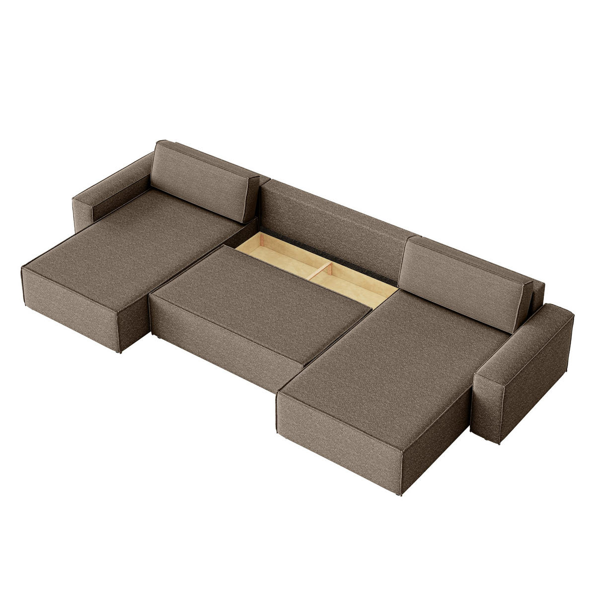 WOHNLANDSCHAFT Lummo U mit Schlaffunktion, Braun - Braun, Textil (386/70/185cm) - Fedve