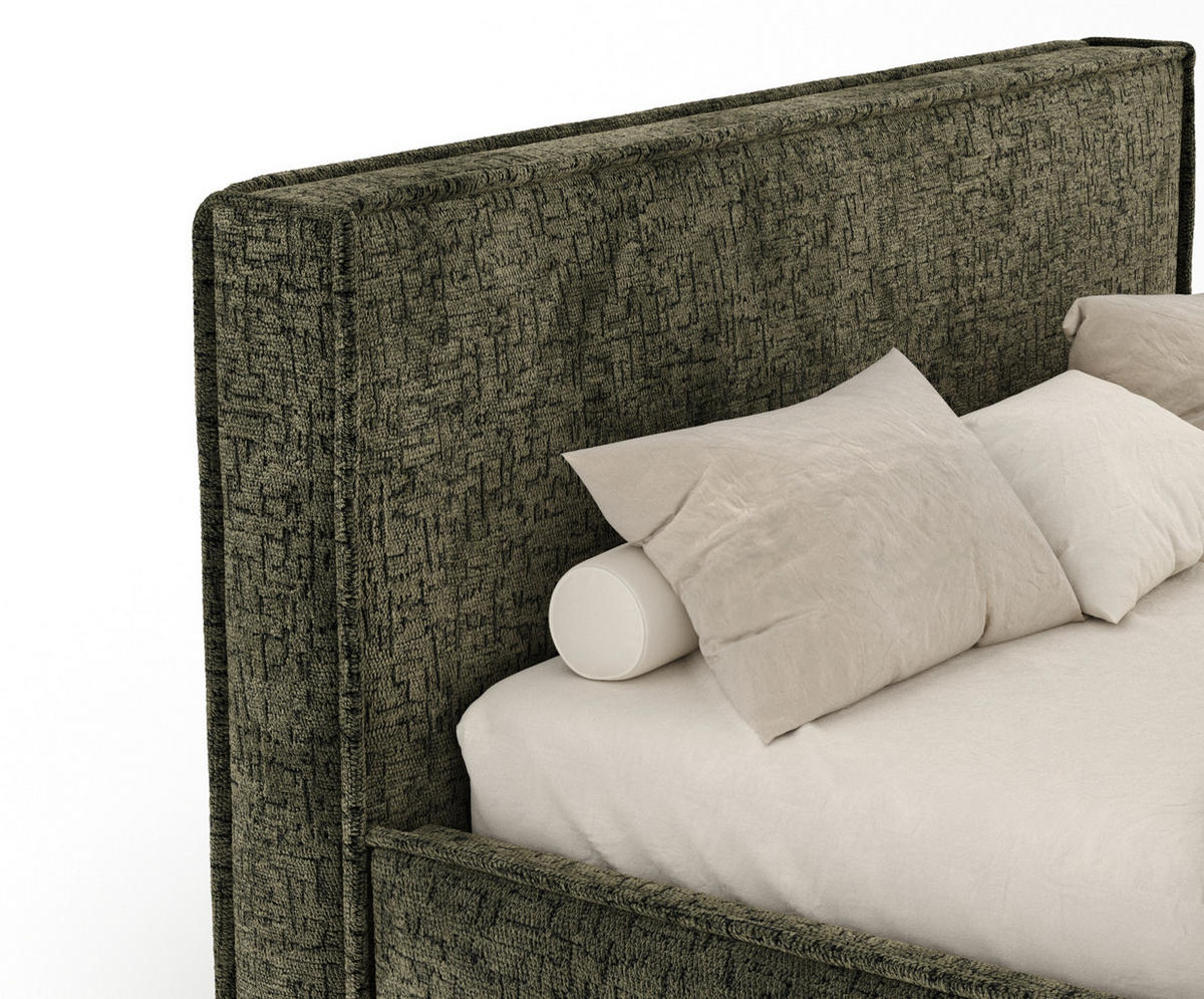 POLSTERBETT Lounge Olivenfarbe 180/200 cm im Chenille-Stoff - Naturfarben/Olivgrün, Holz/Holzwerkstoff (180/200cm) - Maison de Reve