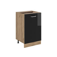 SPODNÍ SKŘÍŇKA KUCHYŇSKÉ LINKY R-Line, Černý vysoký lesk/Zlatý mocný dub, 50 cm bez pracovní desky - barva dubu/vysoce lesklá černá, kompozitní dřevo (50/81.6/46cm) - Vicco