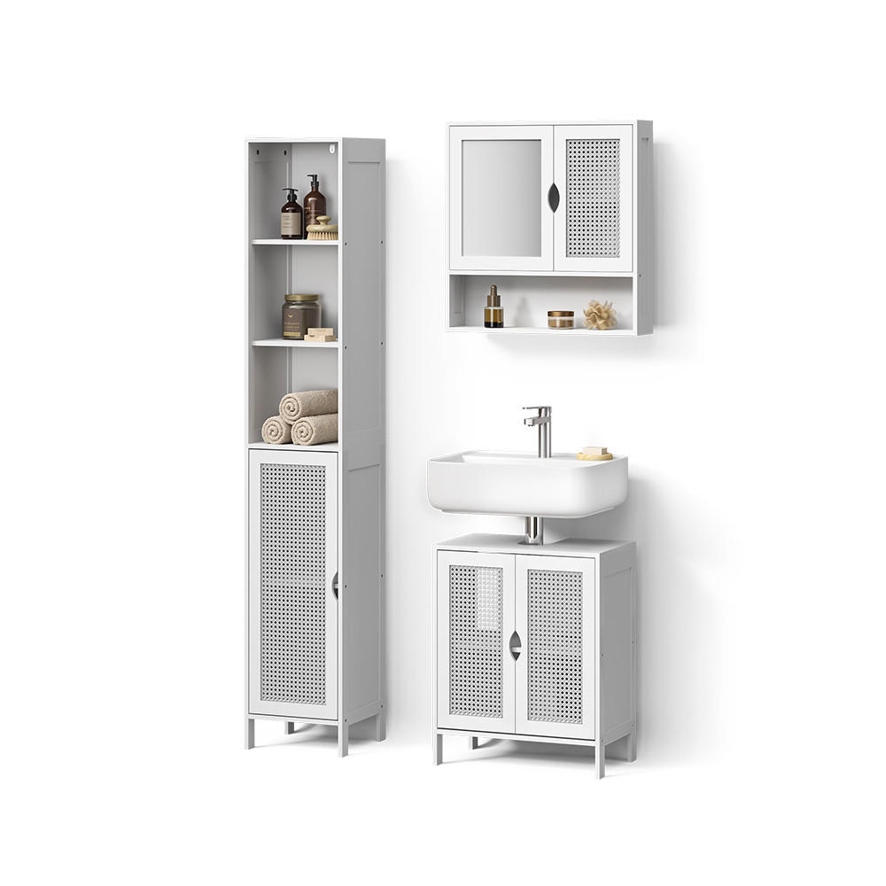 BADMÖBEL-SET Mincio, Weiß, 3-teilig - Weiß, Holzwerkstoff (50/60/29cm) - Livinity®
