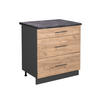 KÜCHENUNTERSCHRANK Fame-Line Goldkraft Eiche 80 cm mit 3 Schubladen AP Anthrazit - Anthrazit/Eiche Wotan, Holzwerkstoff (80/82/60cm) - Vicco
