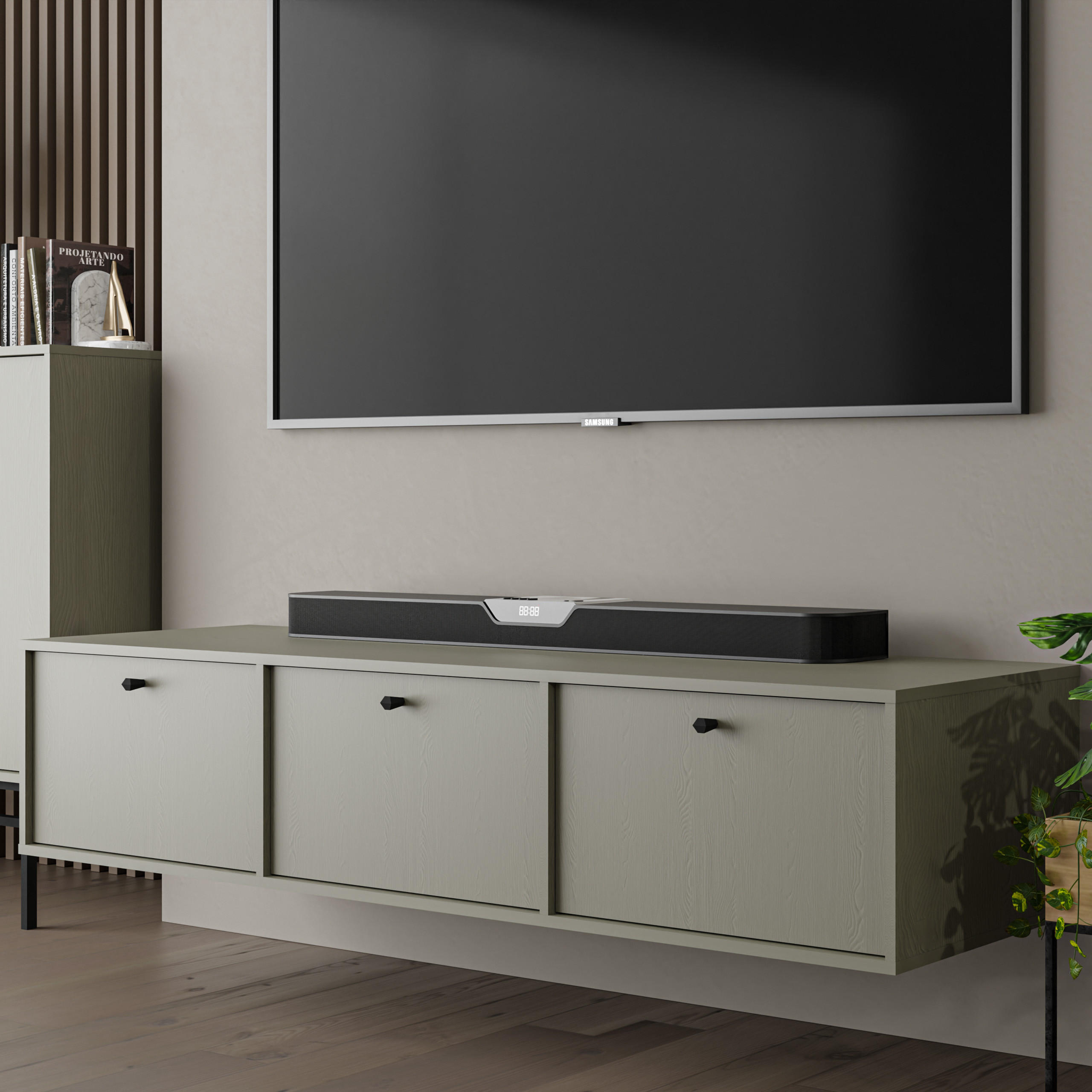 LOWBOARD TORINO 180x40,8x35 cm mit 3 Türen Hellgrün - Hellgrün, Holzwerkstoff (180/35/40.8cm) - MASSENO