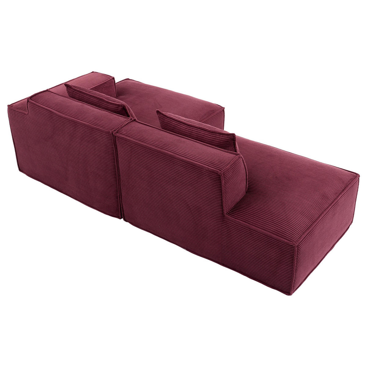 ECKSCHLAFSOFA L-/U-/2-er Sofa mit Schlaffunktion,Modulsofa,Cord,Rot - Rot, Textil (129/233cm) - LVHOM