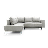 ECKSOFA Rodario Hellgrau Velours - Hellgrau/Schwarz, Textil/Metall (247/187cm) - Selsey