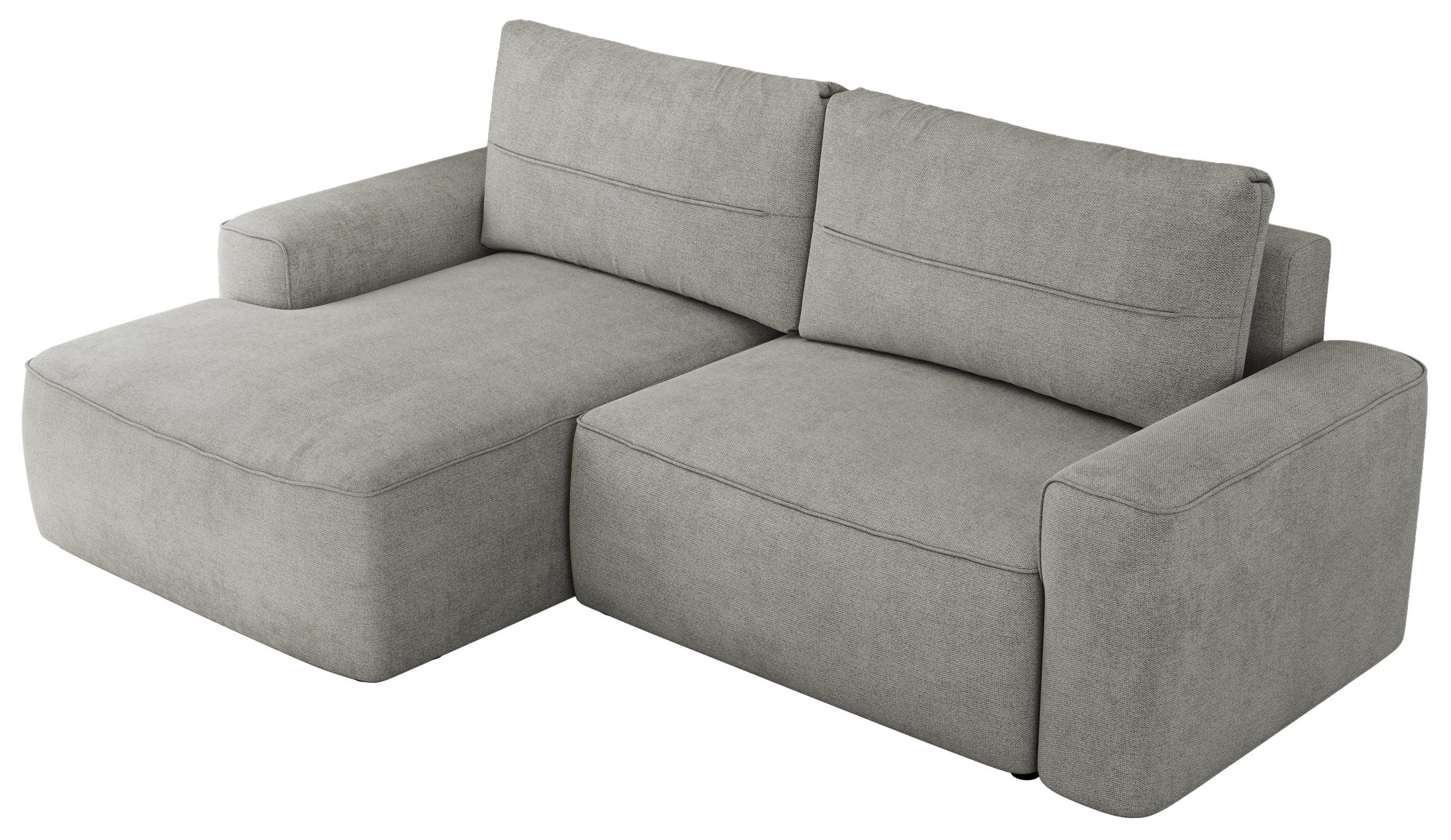 ECKSOFA BELLUNO L Hellgrau Strukture - Links - Hellgrau/Schwarz, Textil (144/233cm) - MKS
