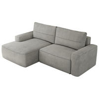 ECKSOFA BELLUNO L Hellgrau Strukture - Links - Hellgrau/Schwarz, Textil (144/233cm) - MKS