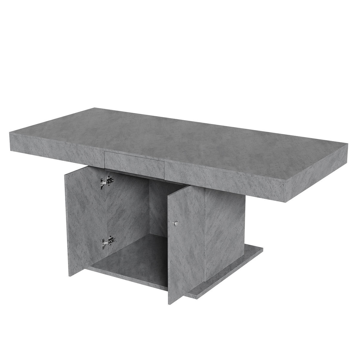 ESSTISCH 140-180x80x76 cm in Grau aus Spanplatte mit automatischer Teleskop-Erweiterung und Stauraum - Grau, Holzwerkstoff (80/180/76cm) - Modfu
