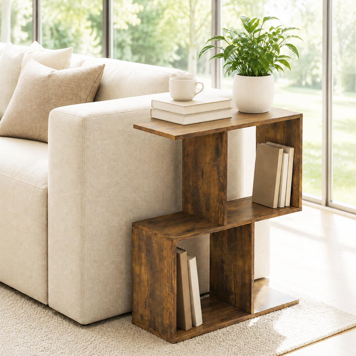 BEISTELLTISCH Spanplatte Rustikal-Braun - Braun, Holzwerkstoff (50/19.5/58cm) - HOMCOM
