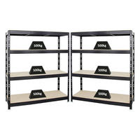SCHWERLASTREGAL Rhino 2er-Set mit 2x 180x160x60 cm 4 Spanplatten-Ebenen 16mm Fachlast 500 kg Schwarz - Schwarz, Metall (320/180/60cm) - PROREGAL