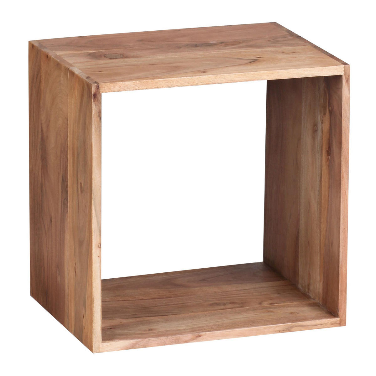 BEISTELLTISCH Massivholz Regalform Cube NAKO, Beige 43x33x43 cm - Beige, Holz (33/43/43cm) - KADIMA DESIGN